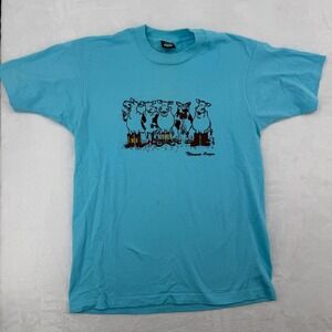 VTG 80s Tillamook Oregon Cow Cartoon Shirt Sz Lg Screen Stars Single Stitch USA